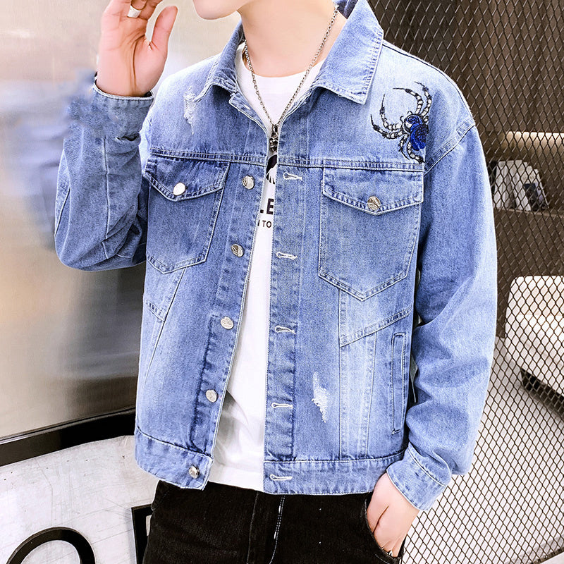 Mens Denim Jacket New Spring Korean Version Of The Trend Of All-Match Casual Spring And Autumn Mens Jackets