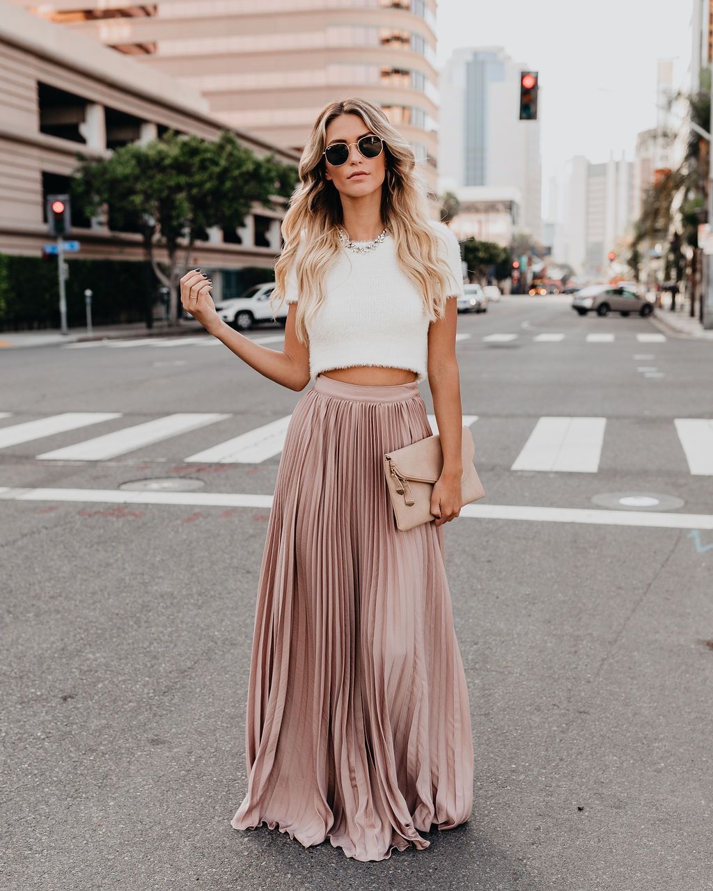 High waist pleated bust skirt