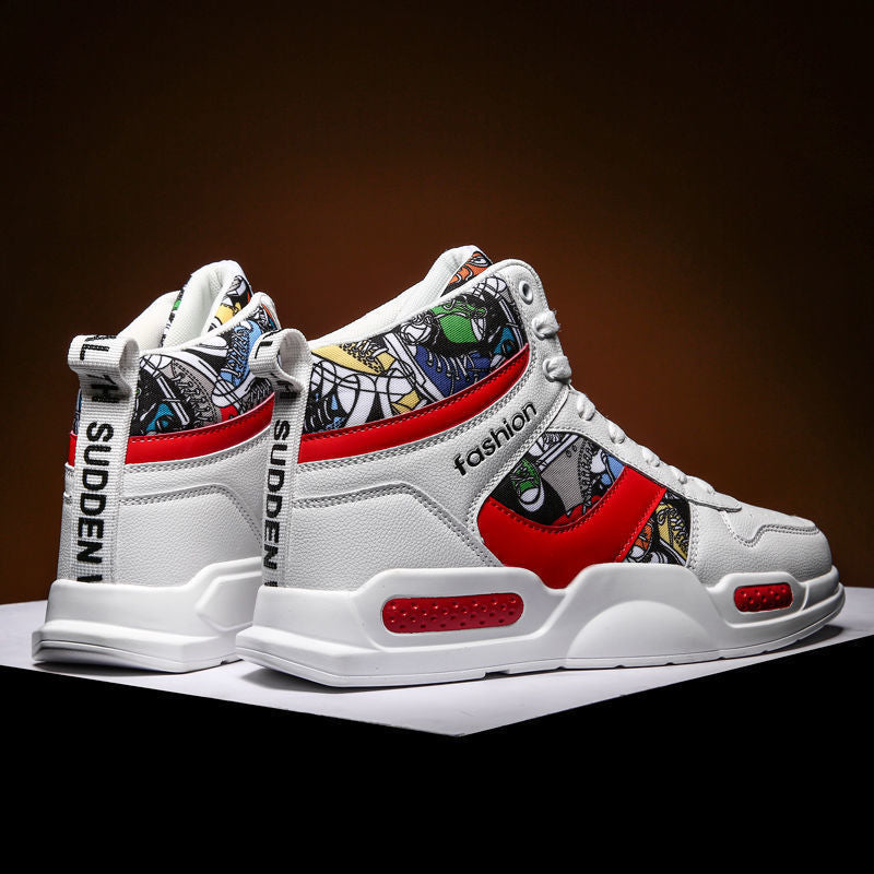 Men Sport Shoes High-tops Graffiti Sneakers Trendy