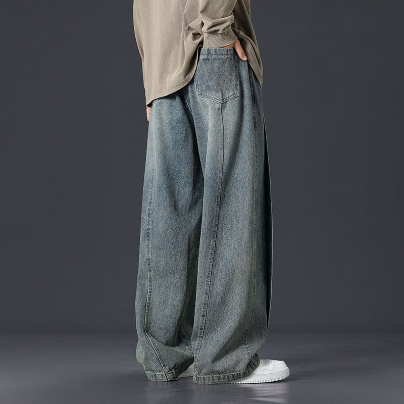 Retro Patchwork Washed Oversized Jeans Men