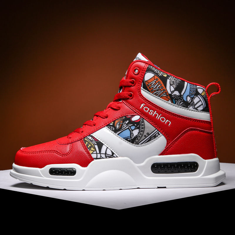 Men Sport Shoes High-tops Graffiti Sneakers Trendy