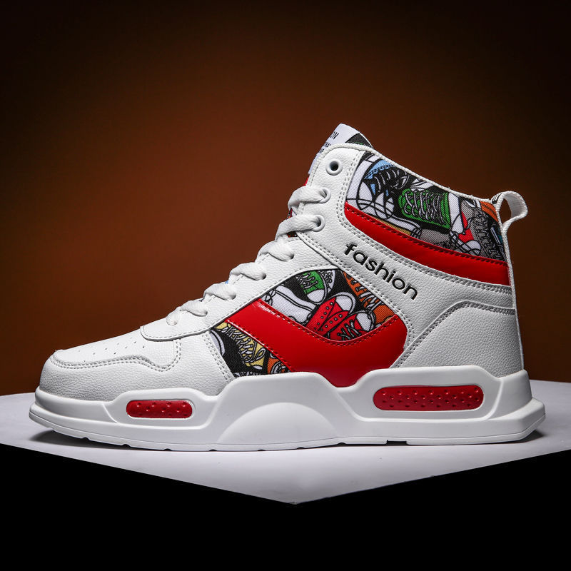 Men Sport Shoes High-tops Graffiti Sneakers Trendy